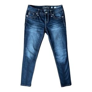Miss Me Women’s Signature Skinny Dark Wash Rhinestone Embellished Jeans, Size 27